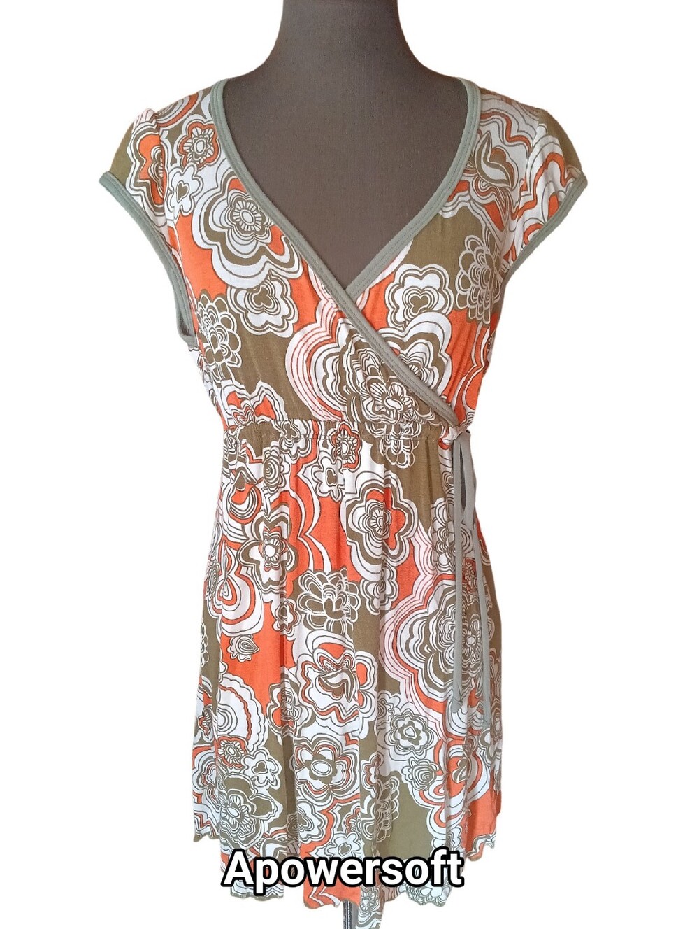 Women’s Floral Wrap Top in Orange and Olive